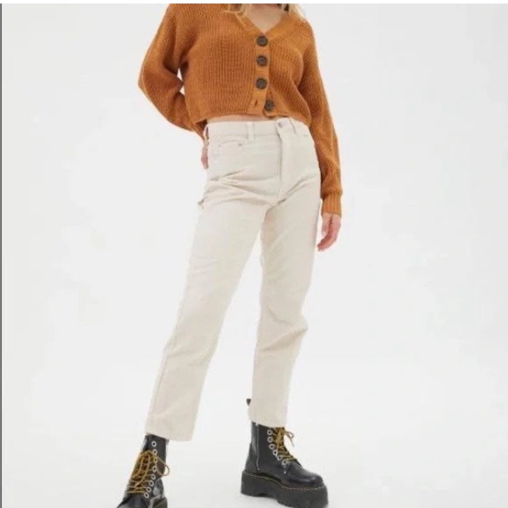 BDG Cream High-Waisted Slim Fit Corduroy Pants